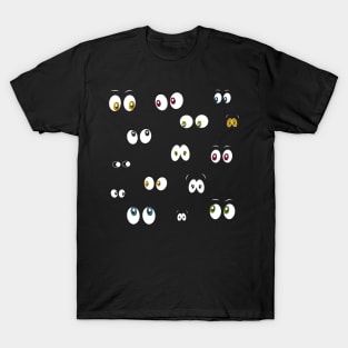 Glowing in the dark colorful spooky eyes Halloween design T-Shirt